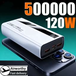 New 120W 200000mAh High Capacity Power Bank Super Fast Charging Power Bank Portable Battery Charger For iPhone Samsung Huawei
