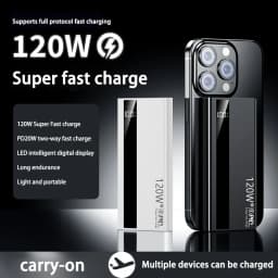 New 120W 200000mAh High Capacity Power Bank Super Fast Charging Power Bank Portable Battery Charger For iPhone Samsung Huawei