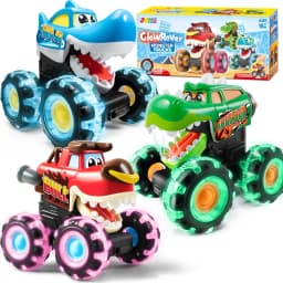 JOYFY 3 Pack Monster Truck Toy Motion Activated Light-Up Cars Press & Go Cars for Boys Girls Birthday Christmas Gifts