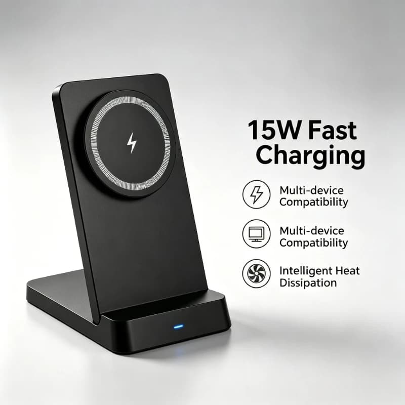 Fast Charging Magnetic Wireless Charger Stand Intelligent Heat Dissipation For Magsafe iPhone 17 16 15 14 13 12 Pro Max Android