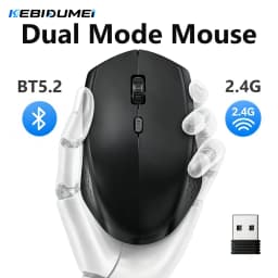 KEBIDUMEI Bluetooth 5.2 Wireless Mouse Dual Mode 1600DPI Gaming Mouse 6 Button Rechargeable Silent Mice Computer Accessories