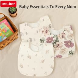 INSULAR Cotton Baby Bibs Reusable Saliva Towel Good Absorption Soft 100% Cotton Gauze Cartoon Print Adjustable Baby Feeding Bibs