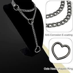 PU Leather Heart Slip Chain Stainless Steel Necklace Choker Collar For Women Goth Accessories Punk Gothic Harajuku Jewelry Gifts