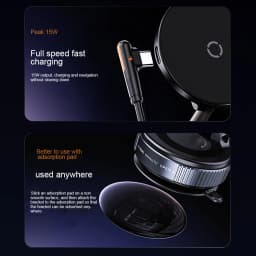 New Magnetic 15W Wireless Charger Car Phone Holder 360 Degree Rotation Foldable Suction Cup Navigation Phone Holder Bracket