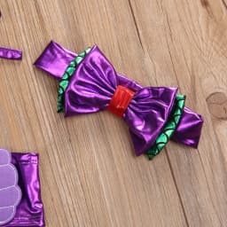 VISgogo 3Pcs Girls Mermaid Bikini Set Lace Up 3D Swimsuits Triangle Briefs Bowknot Elastic Headband Summer Swimwear Suit