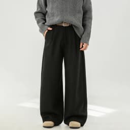 Japanese style New Fashion Men's Solid Color Casual Trendy Simple Baaic Heavy Duty Wide Leg Trousers Male Suit Pants Clothes