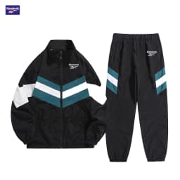 Reebok Men's Spring/Autumn Casual Jacket Windproof Two-Piece Set, Retro Street Style Color-Contrast Design, Overseas Street Tren