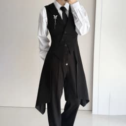 Mens British Swallowtail Slim Fit Mid Length Vest Streetwear Fashion Formal Stage Casual Suit Jacket Men'S Clothing 2026 New