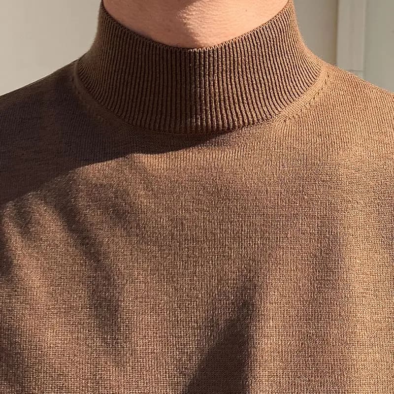Half-turtleneck Sweater for Men, Long-sleeved Korean Style Trendy Knitted Sweater with Bottoming Shirt, Hong Kong Style Casual