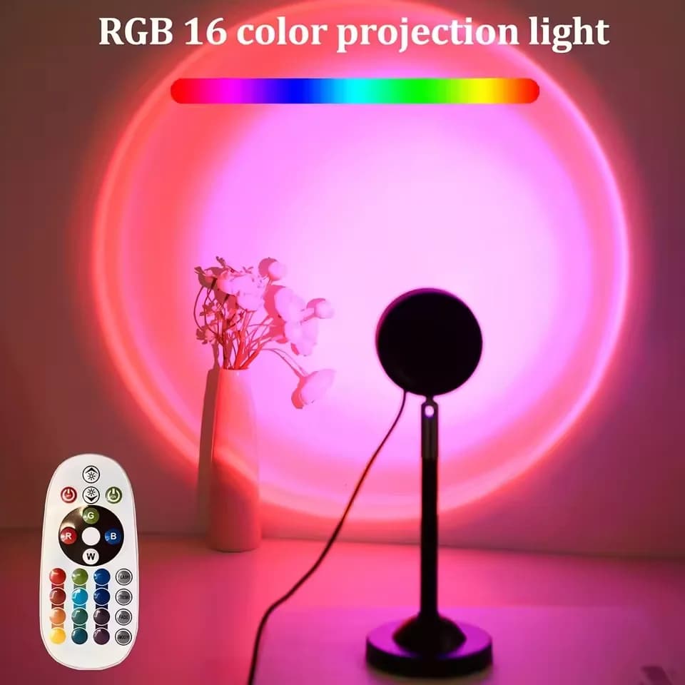1PC Sunset Light Projection Light With Remote Control 16-Color Night Light RGB Color Changing LED Light Bedroom Photography Prop
