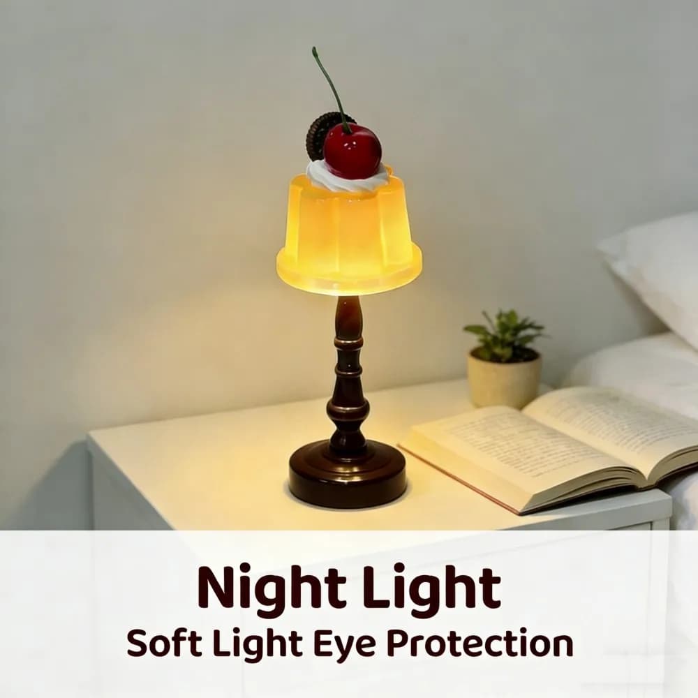 Pudding Creative LED Desk Lamp Cute Night Light Bedroom Eye Protection Lamps for Bar Room Home Decor Atmosphere Light Kids Gifts