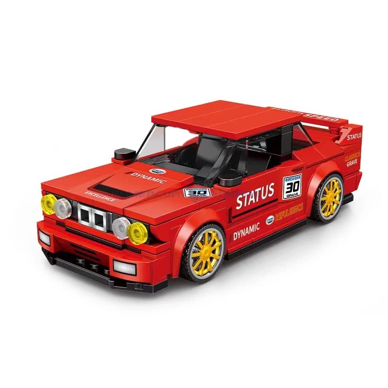 Red E30 Racing Vehicle Model Building Blocks MOC JD066 Fast Transportation Speed Car Bricks Ideas Collection Toy Kit Gift Kids