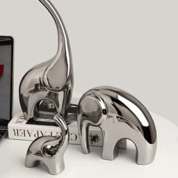 Electroplating Silver Ceramics Elephant Animal Figurines Statue Nordic Home Decor Desk Ornaments Living Room Decoration Gifts