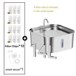 14L/7L Automatic Dog Water Fountain Stainless Steel Cat Pet Fountain with Window Silent Cat Dog Water Feeder( No 5V 1A Plug