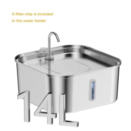 14L/7L Automatic Dog Water Fountain Stainless Steel Cat Pet Fountain with Window Silent Cat Dog Water Feeder( No 5V 1A Plug