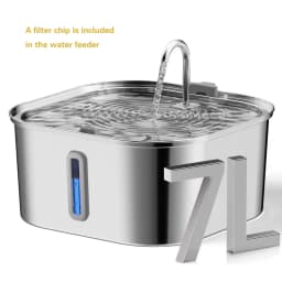 14L/7L Automatic Dog Water Fountain Stainless Steel Cat Pet Fountain with Window Silent Cat Dog Water Feeder( No 5V 1A Plug