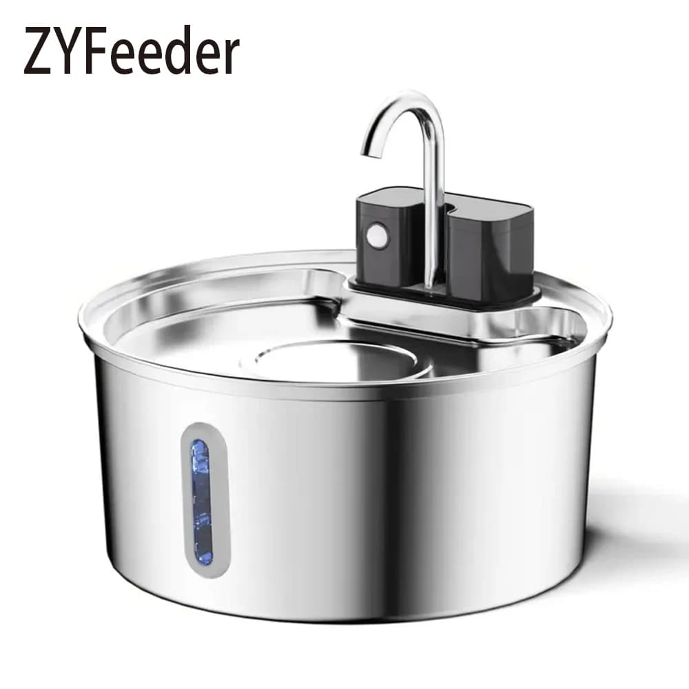 3.2L Auto Wireless Rechargeable Motion Sensor Cat Water Feeder Stainless Steel Cat Dog Pet Water Fountain Silent(No 5V 1A Plug)