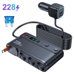228W 9 in 1 Car Charger Adapter Charge Independent Switches PD36W/45W QC3.0 18W 3 Socket Cigarette Lighter Splitter with Voltage