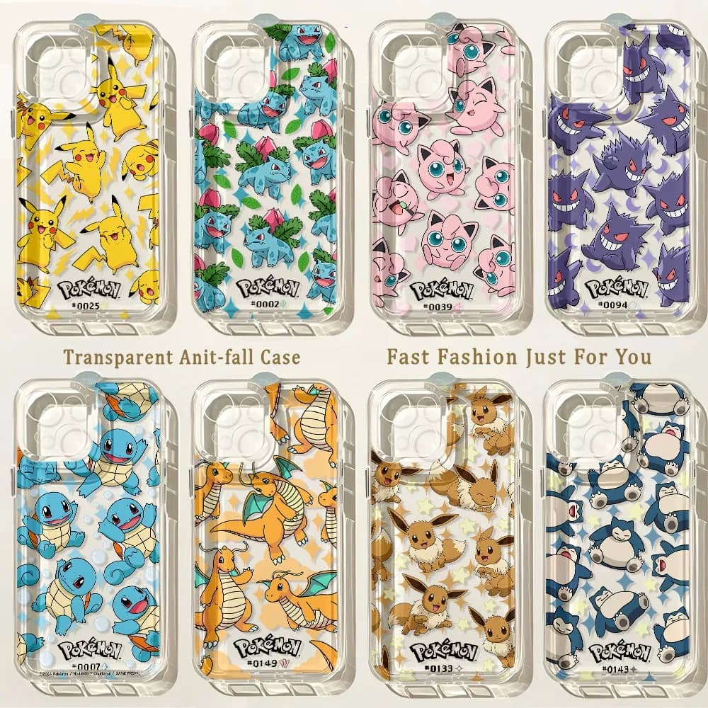 HOT Anime Cute P-Pokemons Phone Case For iPhone 17e 17 16 16e 15 14 13 12 11 Mini Pro Max X XR XSMax Air Plus Transparent