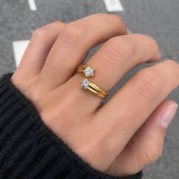 MamacitaSlay Creative 316L Stainless Steel Star Zircon Open End Ring Party Waterproof Jewelry Women's Ring High Quality Gift