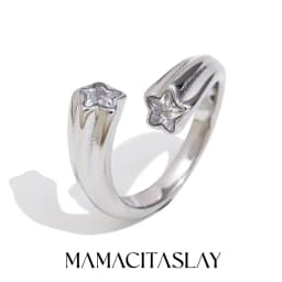 MamacitaSlay Creative 316L Stainless Steel Star Zircon Open End Ring Party Waterproof Jewelry Women's Ring High Quality Gift