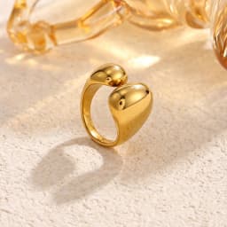 Ingemark Luxury Stainless Steel 18K PVD Gold Plated Rings for Women Shiny Zircon Stackable Open Rings Waterproof Jewelry Gifts