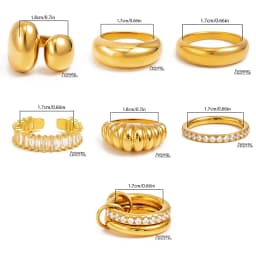 Ingemark Luxury Stainless Steel 18K PVD Gold Plated Rings for Women Shiny Zircon Stackable Open Rings Waterproof Jewelry Gifts