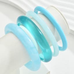 4 Pcs Bohemia Resin Bracelet Set For Women Fashion Beach Vacation Bangle Stackable Lightweight Jewelry For Party Daily Wear Gift