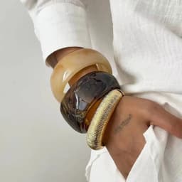 IngeSight.Z 3 Style Vintage Geometry Resin Acrylic Thick Wide Bracelets for Women Punk Geometry Round Bangles Steampunk Jewelry