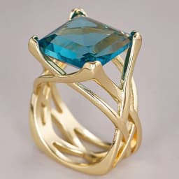 Huitan Cross Hollow Design Women Gold Color Ring Inlaid Bright White/Blue CZ Fashion Wedding Accessories Elegant Party Jewelry