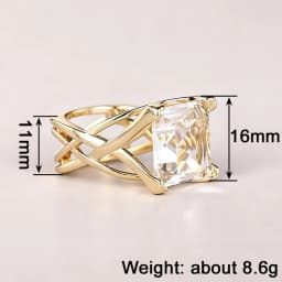 Huitan Cross Hollow Design Women Gold Color Ring Inlaid Bright White/Blue CZ Fashion Wedding Accessories Elegant Party Jewelry