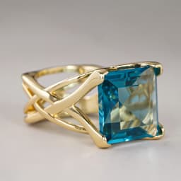 Huitan Cross Hollow Design Women Gold Color Ring Inlaid Bright White/Blue CZ Fashion Wedding Accessories Elegant Party Jewelry