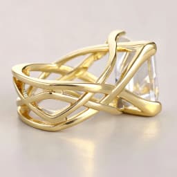 Huitan Cross Hollow Design Women Gold Color Ring Inlaid Bright White/Blue CZ Fashion Wedding Accessories Elegant Party Jewelry