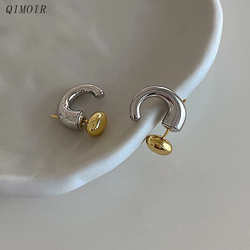 Two-tone Earrings For Women C Irregular Fancy New Styles Cute Trendy Studs Designer Fashion Jewelry Girls's Gifts Party C1288
