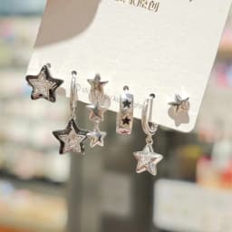 6Pcs Y2K Star Earrings Set For Women Fashion Goth Crystal Dangle Hoop Earrings Trendy Party Daily Wear Jewelry Birthday Gift New