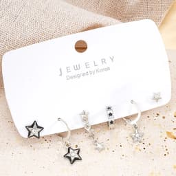 6Pcs Y2K Star Earrings Set For Women Fashion Goth Crystal Dangle Hoop Earrings Trendy Party Daily Wear Jewelry Birthday Gift New