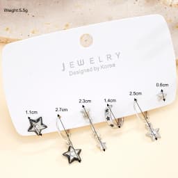 6Pcs Y2K Star Earrings Set For Women Fashion Goth Crystal Dangle Hoop Earrings Trendy Party Daily Wear Jewelry Birthday Gift New