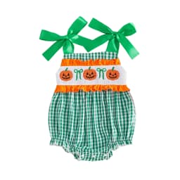 Citgeett Summer Halloween Infant Baby Girl Plaid Romper Embroidery Tie up Bow Sleeveless Jumpsuit Clothes