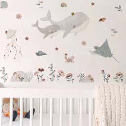 Watercolor Whale Wall Decals Ocean Animal Wall Sticker Under The Sea Marine Life Theme Decals Nursery Kids Room Decor
