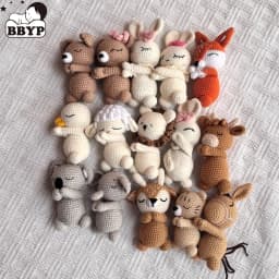 Handmade Kid Room Deco Stuffed Plush Toy Animal Amigurumi Handcrafts Kids Gifts Soft Fox Cow Lamb Birthday Sleeping Dolls