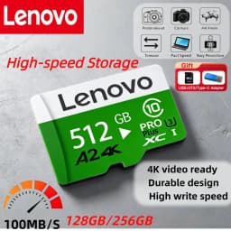 Lenovo Memory Card High Endurance Video Monitoring TF Card 64GB 128GB 512GB Golden Micro TF SD Card For SmartPhone Camera Drones
