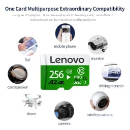 Lenovo Memory Card High Endurance Video Monitoring TF Card 64GB 128GB 512GB Golden Micro TF SD Card For SmartPhone Camera Drones