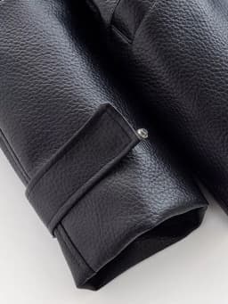 TFAFXY Women Leather Jacket Black Long Sleeve Zippers Pocket Stand Collar Female Coat 2026 Spring Autumn Lady New Outwear Y2K