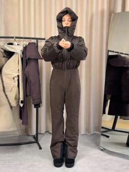 Fashion Hooded Women's Skiwear Jumpsuits Stand Collar Zipper Long Sleeve High Waist Cotton Jumpsuit 2026 Winter Warm Romper
