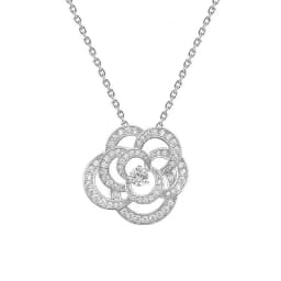 Luxury Camellia Pendant Necklace for Women Fashion AAA Cubic Zirconia Adjustable Clavicle Chain Classical Jewelry Z187