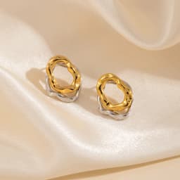 ANENJERY 316L Stainless Steel Heart Geometry Lines Bowknot Pearl Earrings For Women Luxury Vintage French Jewelry Gift Wholesale