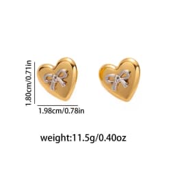 ANENJERY 316L Stainless Steel Heart Geometry Lines Bowknot Pearl Earrings For Women Luxury Vintage French Jewelry Gift Wholesale
