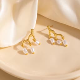 ANENJERY 316L Stainless Steel Heart Geometry Lines Bowknot Pearl Earrings For Women Luxury Vintage French Jewelry Gift Wholesale
