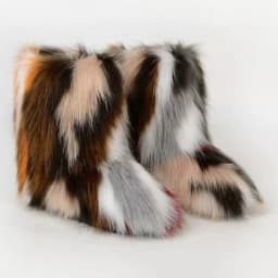 New Winter Shoes Women's Fashion Fluffy Faux Fur Boots Ladies Plush Warm Snow Boots Luxury Footwear Girls Furry Fur Booties36-45