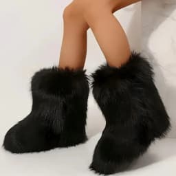 New Winter Shoes Women's Fashion Fluffy Faux Fur Boots Ladies Plush Warm Snow Boots Luxury Footwear Girls Furry Fur Booties36-45